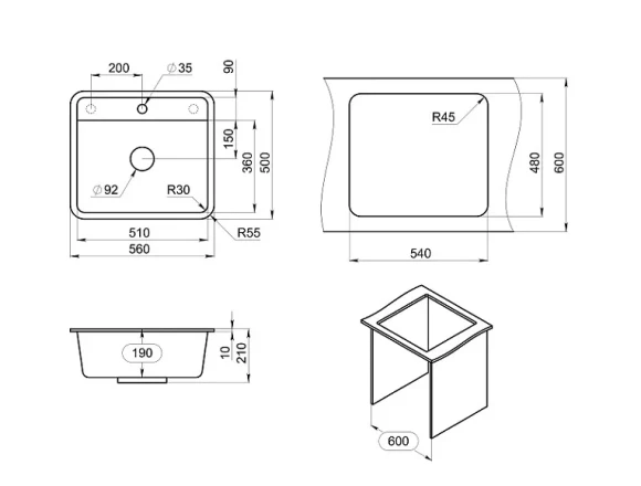 5601, БЕЖЕВЫЙ, кухонная мойка, СтандАРТ кварц