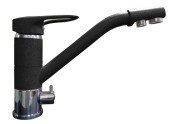 GRANFEST Смеситель для кухни прямой с краном питьевой воды D-40мм черный арт.