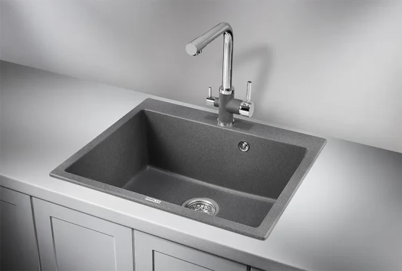 6001, ГРАФИТ (ЧЁРНО-СЕРЫЙ), кухонная мойка, кварц