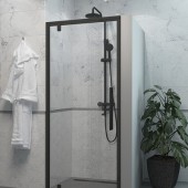 JY150D Душевое ограждение (в дверной проем) 90х190, прозрачное стекло,чёрный профиль JY150D Душевое ограждение (в дверной проем) 90х190, прозрачное стекло,чёрный профиль