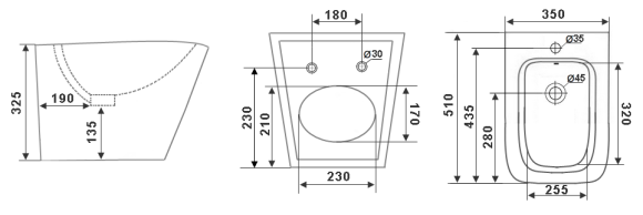 Биде подвесное TIMO SOLI TK-304 (510*350*325)