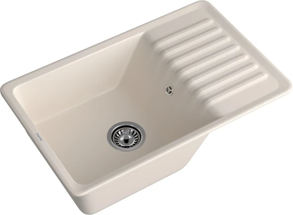 GRANFEST Мойка QUARZ 72  1-чаша+крыло 760*480мм белый арт.GF-ZW-