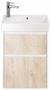 Тумба SLIM, 55 см, подвесная/напольная, 2 ящика, белый глянец / дуб кантри