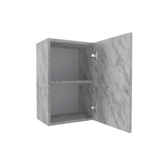 400 Шкаф навесной для посуды с полкой - белый мрамор