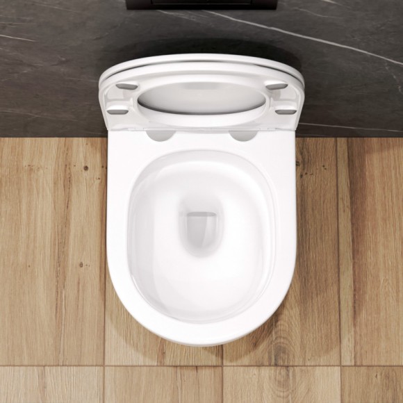 Унитаз подвесной K401T безободковый с круговым смывом, сиденье тонкое ДП, крепления 