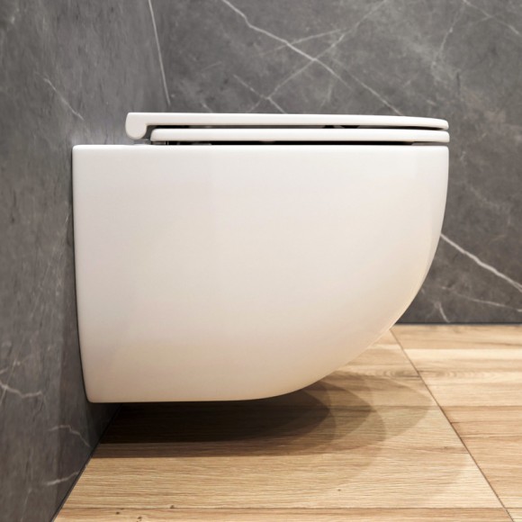 Унитаз подвесной K401T безободковый с круговым смывом, сиденье тонкое ДП, крепления 