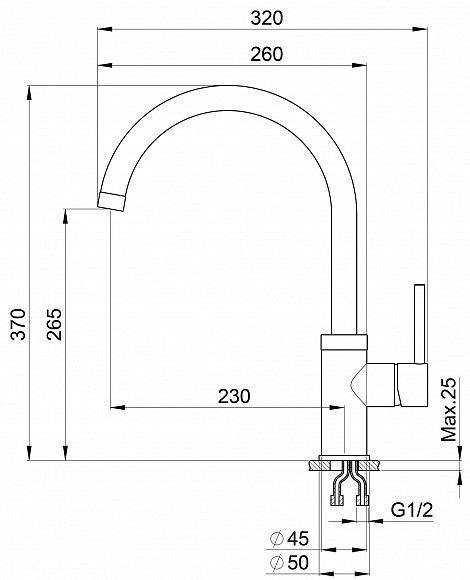 2125, ТУРМАЛИН, СМЕСИТЕЛЬ КУХОННЫЙ