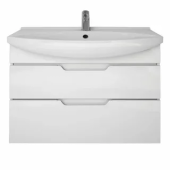 Тумба LAGUNA PLUS, 75 см, подвесная/напольная, 2 ящика, с опорами, белый глянец Тумба LAGUNA PLUS, 75 см, подвесная/напольная, 2 ящика, с опорами, белый глянец