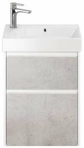 Тумба SLIM, 55 см, подвесная/напольная, 2 ящика, белый глянец / бетон