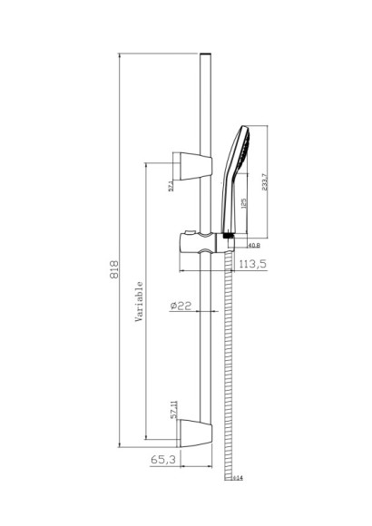 Душевой гарнитур NENO (стойка) 3 режима шланг 200 PVC черный