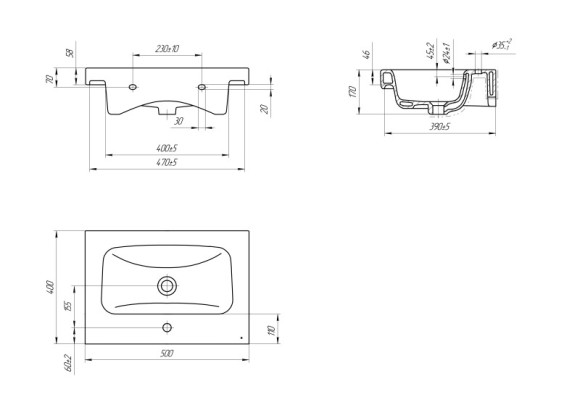 Раковина мебельная MODUO 50 1 отв.