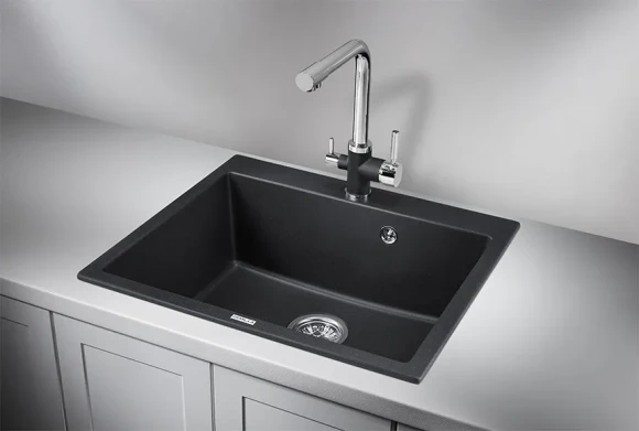 6001, ЧЁРНЫЙ, кухонная мойка, кварц