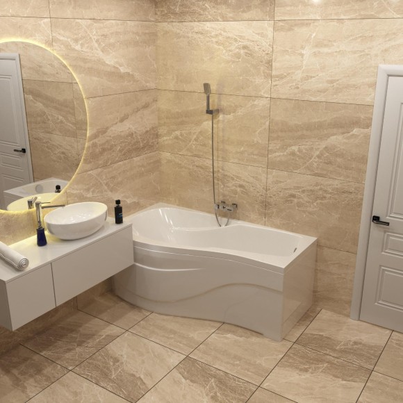 Комплект Акриловая ваннаTIMO VINO1792L+Каркас + Слив-перелив+Гидромассаж 6 форсунок+Гидромассаж спины 3 форсунки