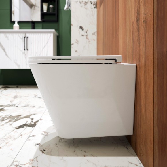 Унитаз подвесной K402T безободковый с круговым смывом, сиденье тонкое ДП, крепления 