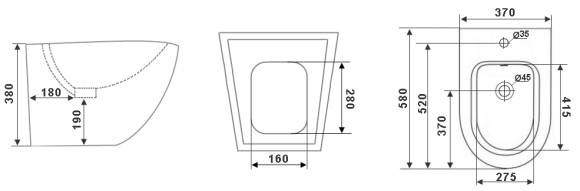 Биде напольное TIMO KULO TK-402 (580*370*380)