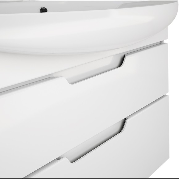 Тумба LAGUNA PLUS, 105 см, подвесная/напольная, 2 ящика, с опорами, белый глянец