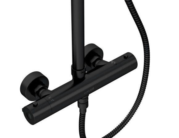 Душевая система BRASKO BLACK (смеситель термостатический) 3 режима шланг 150 металл черный