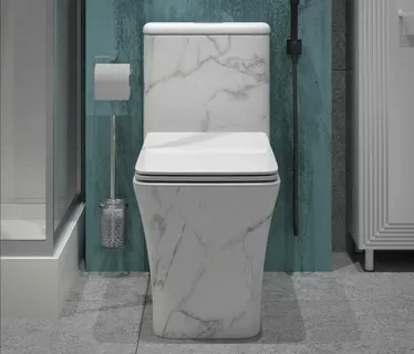 Унитаз-моноблок SM9615 МРАМОР безободковый, сиденье тонкое ДП, арматура (с гофрой и подводкой) 