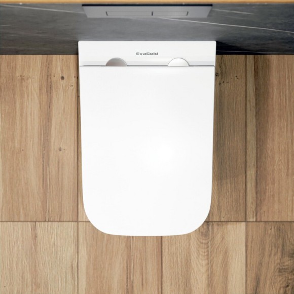 Унитаз подвесной K404 безободковый, сиденье тонкое ДП, крепления 