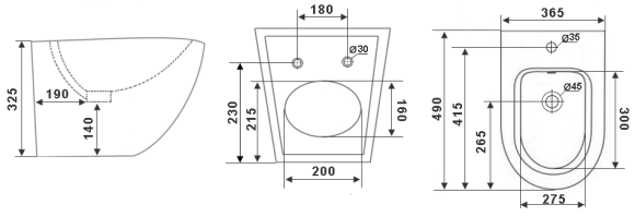 Биде подвесное TIMO KULO TK-404 (490*365*325)