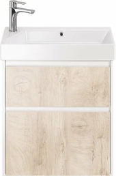 Тумба SLIM, 65 см, подвесная/напольная, 2 ящика, белый глянец / дуб кантри