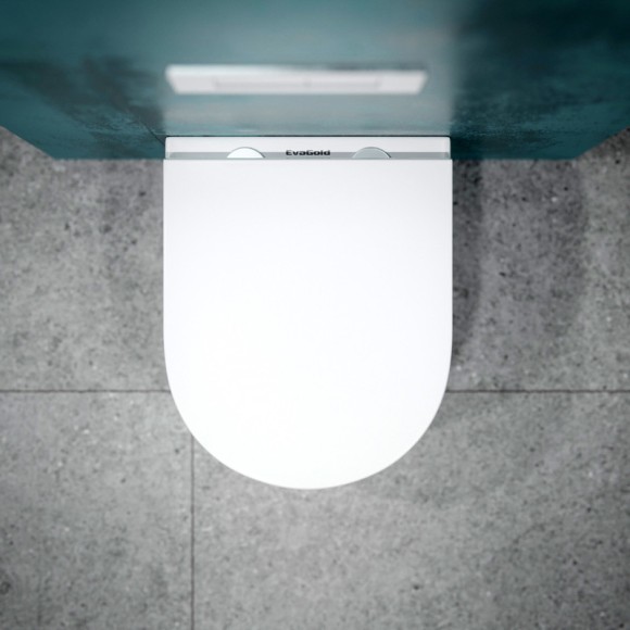 Унитаз подвесной K405T безободковый с круговым смывом, сиденье тонкое ДП, крепления 