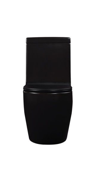 Унитаз-моноблок 5005BM безободковый, черный матовый, сиденье тонкое ДП, арматура(с гофрой и подводкой) 