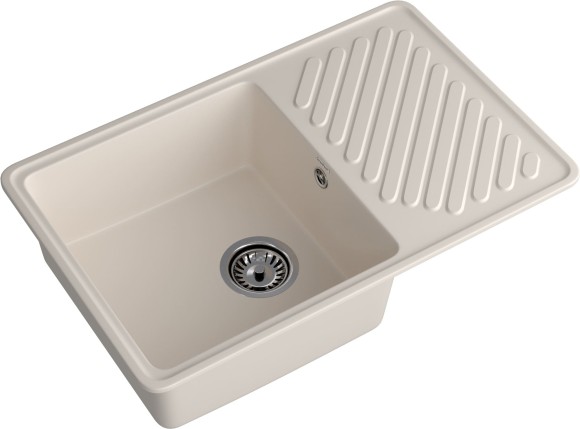 GRANFEST Мойка QUARZ 52  1-чаша+крыло 760*480мм белый арт.GF-ZL-