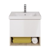 Тумба PERFECTO, 60 см, подвесная, 1 ящик, дуб эврика/белый глянец Тумба PERFECTO, 60 см, подвесная, 1 ящик, дуб эврика/белый глянец