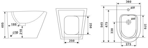 Биде напольное пристенное TIMO INARI TK-502 (545*360*405), шт