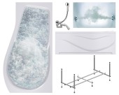 Комплект Акриловая ванна TIMO VINO1792R+Каркас + Слив-перелив+Гидромассаж 6 форсунок+Фронтальная панель