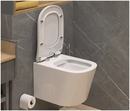 Унитаз подвесной K50 безободковый, сиденье тонкое ДП, крепления 