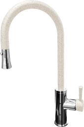 GRANFEST Смеситель для кухни  U-обр. с выдвижной лейкой D-35мм белый арт.