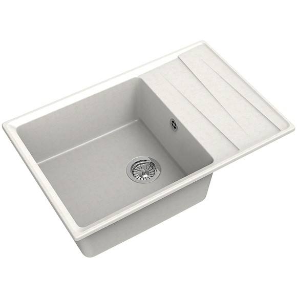 GRANFEST Мойка LEVEL 760L  1-чаша+крыло 760*500 белый арт.GF-