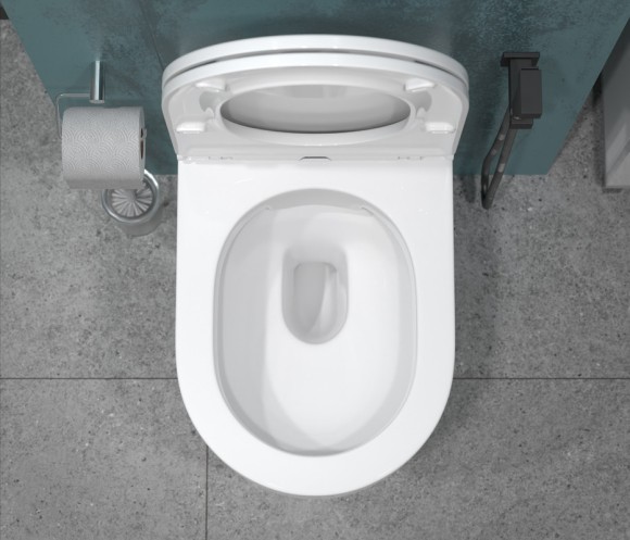 Унитаз подвесной K43 безободковый, сиденье тонкое ДП, крепления 