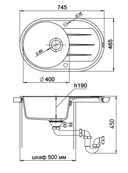 EWIGSTEIN Мойка ELEGANT R50F  1-чаша+крыло 752*470мм темно-бежевый арт.EW-