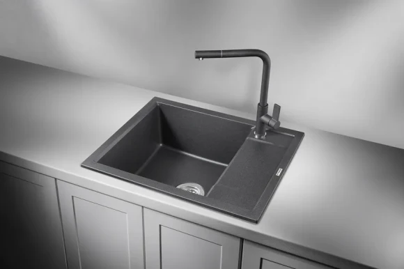 6002, ЧЁРНЫЙ, кухонная мойка, кварц
