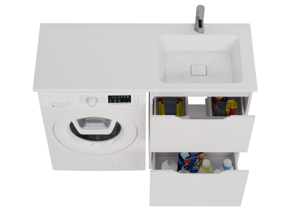 Тумба Bona, 60 см, напольная, 2 ящика, белый глянец