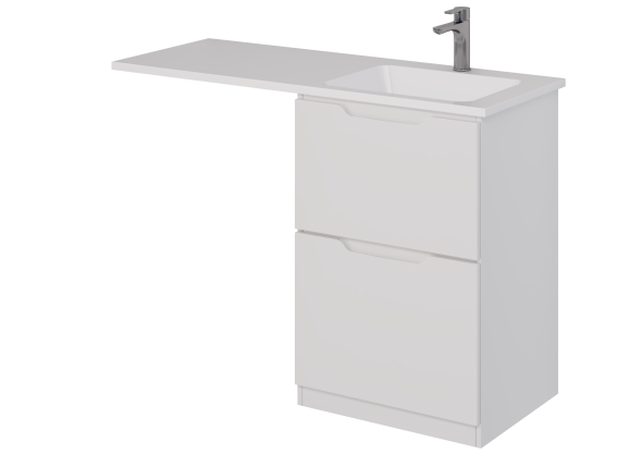 Тумба Bona, 60 см, напольная, 2 ящика, белый глянец