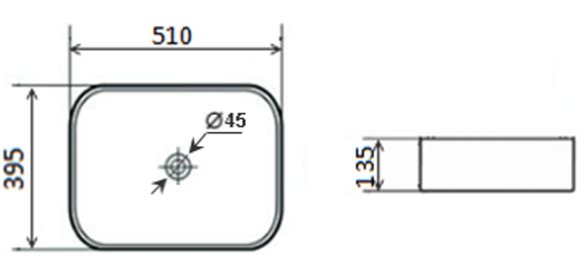 Раковина накладная TIMO SOLI TK-305 (51*39,5*13,5)