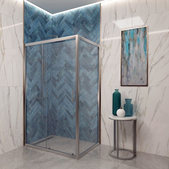 EG2B Душевое ограждение прямоугольное EvaGold 120х80, профиль черный матовый, прозрачное стекло