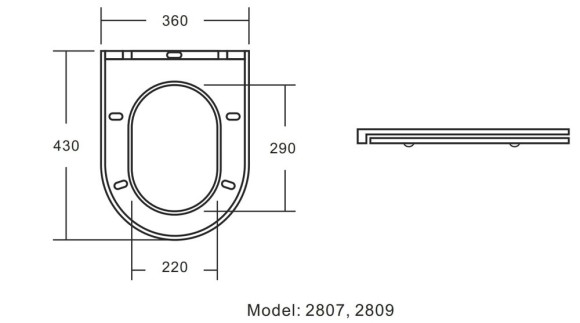 Сиденье ДП с доводчиком для унитаза A2807, A2809 