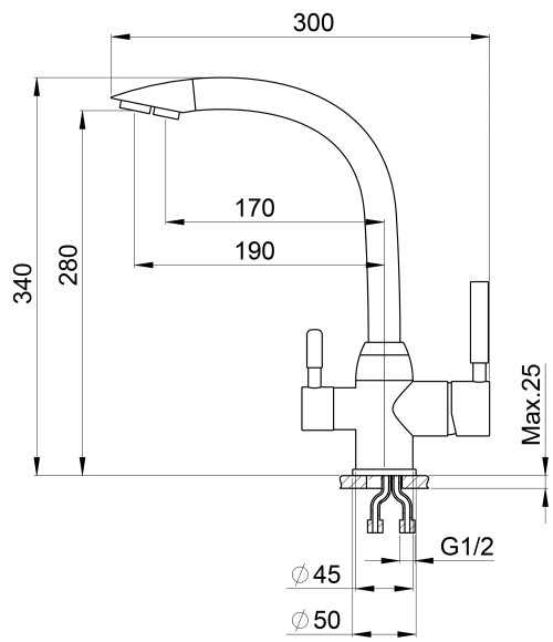 2167, ХРОМ, СМЕСИТЕЛЬ КУХОННЫЙ
