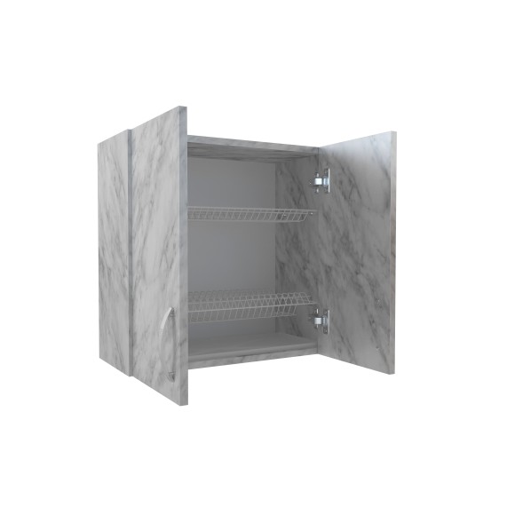 600 Шкаф навесной (для посуды) под сушку - белый мрамор