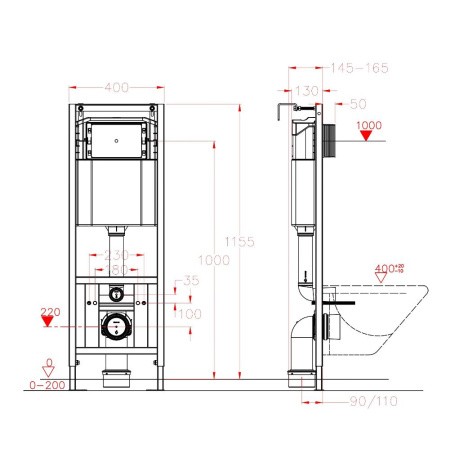 Инсталляция EvaGold 400 для подвесного унитаза 