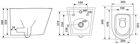 Унитаз подвесной TIMO INARI TK-503 (490*380*365)