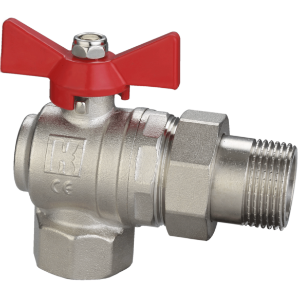 Кран шаровый 1/2" НР х 1/2" ВР угловой с полусгоном "бабочка" Comtek