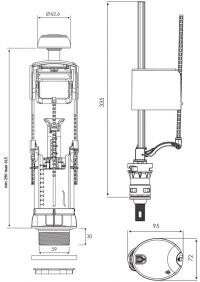 Комплект клапанов OLI спускной ATLAS V3 + наливной Uni Bottom