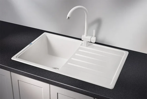 7602, БЕЛЫЙ, кухонная мойка, СтандАРТ кварц