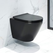 Унитаз подвесной K505BM черный матовый безободковый, сиденье тонкое ДП, крепления 